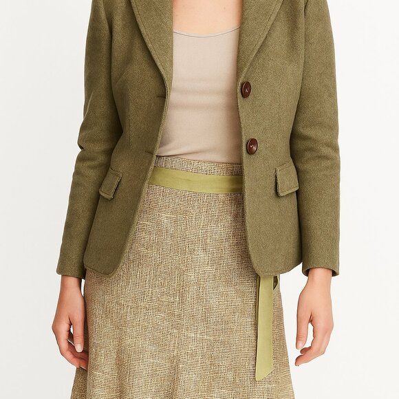 Ann Taylor Tweed Side Zip Flare A-Line Skirt Neutral Beige Green Waist Trim Sz 6 - Picture 10 of 10